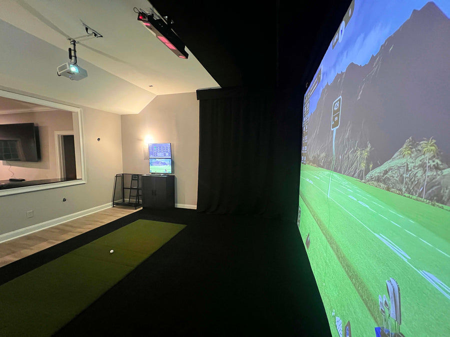 golf simulator design and installed in a home