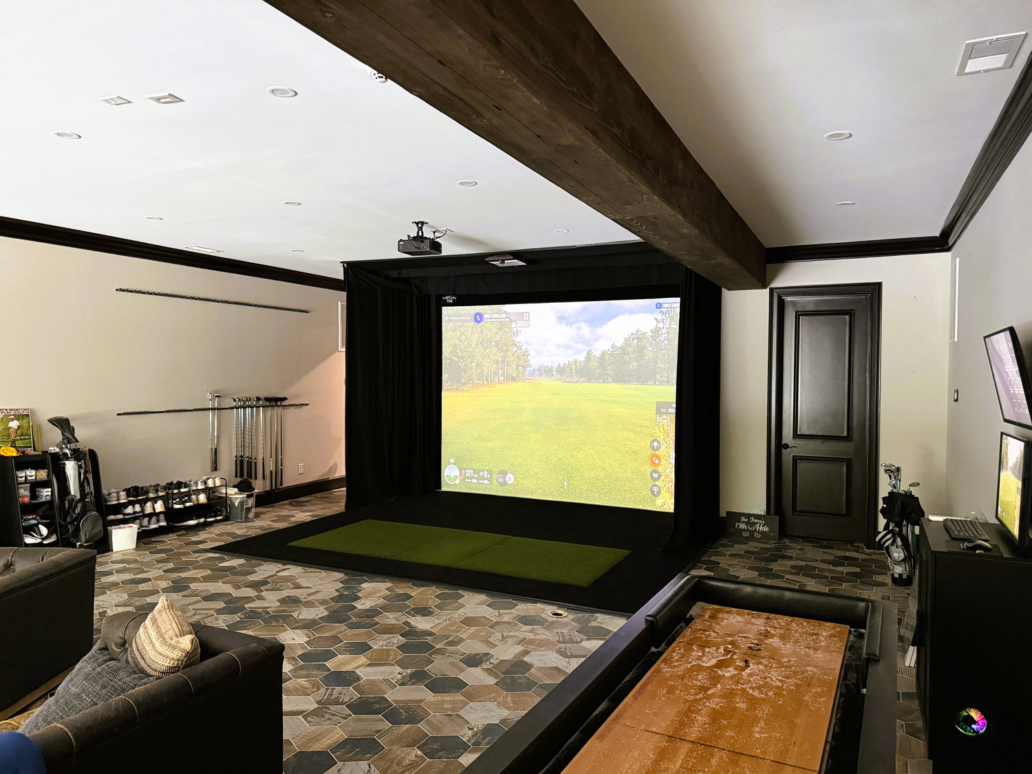 Custom Trackman io golf simulator installation