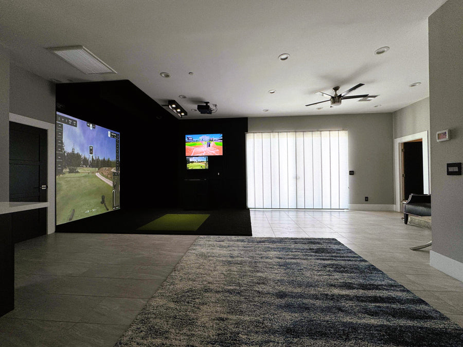 side view of a golf simulator