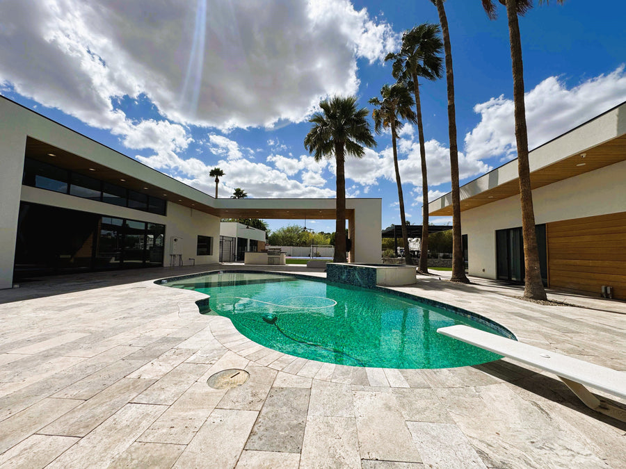 Golf simulator in a pool house