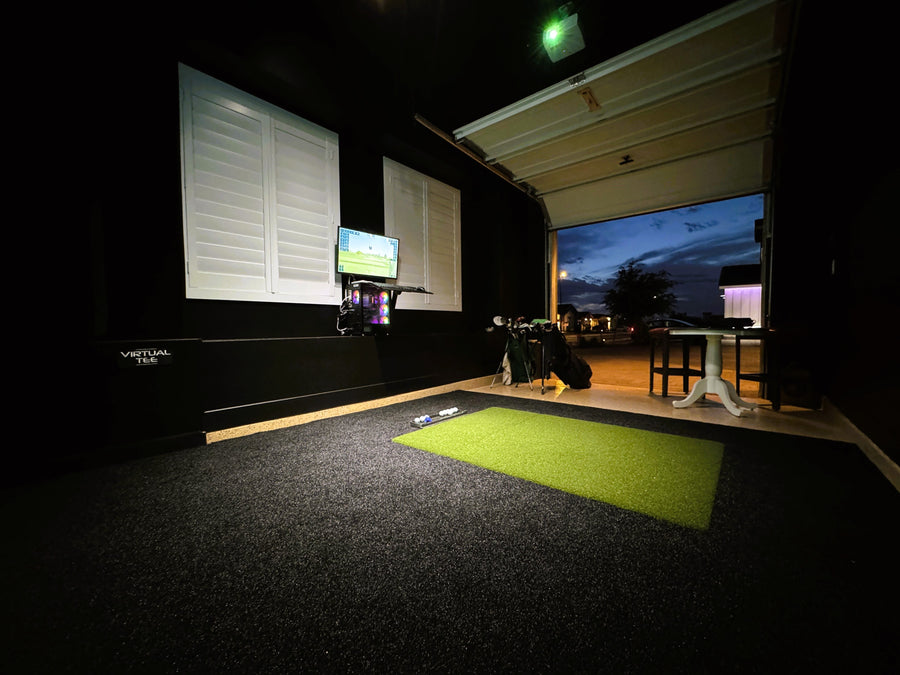 Open Garage with a golf simulator