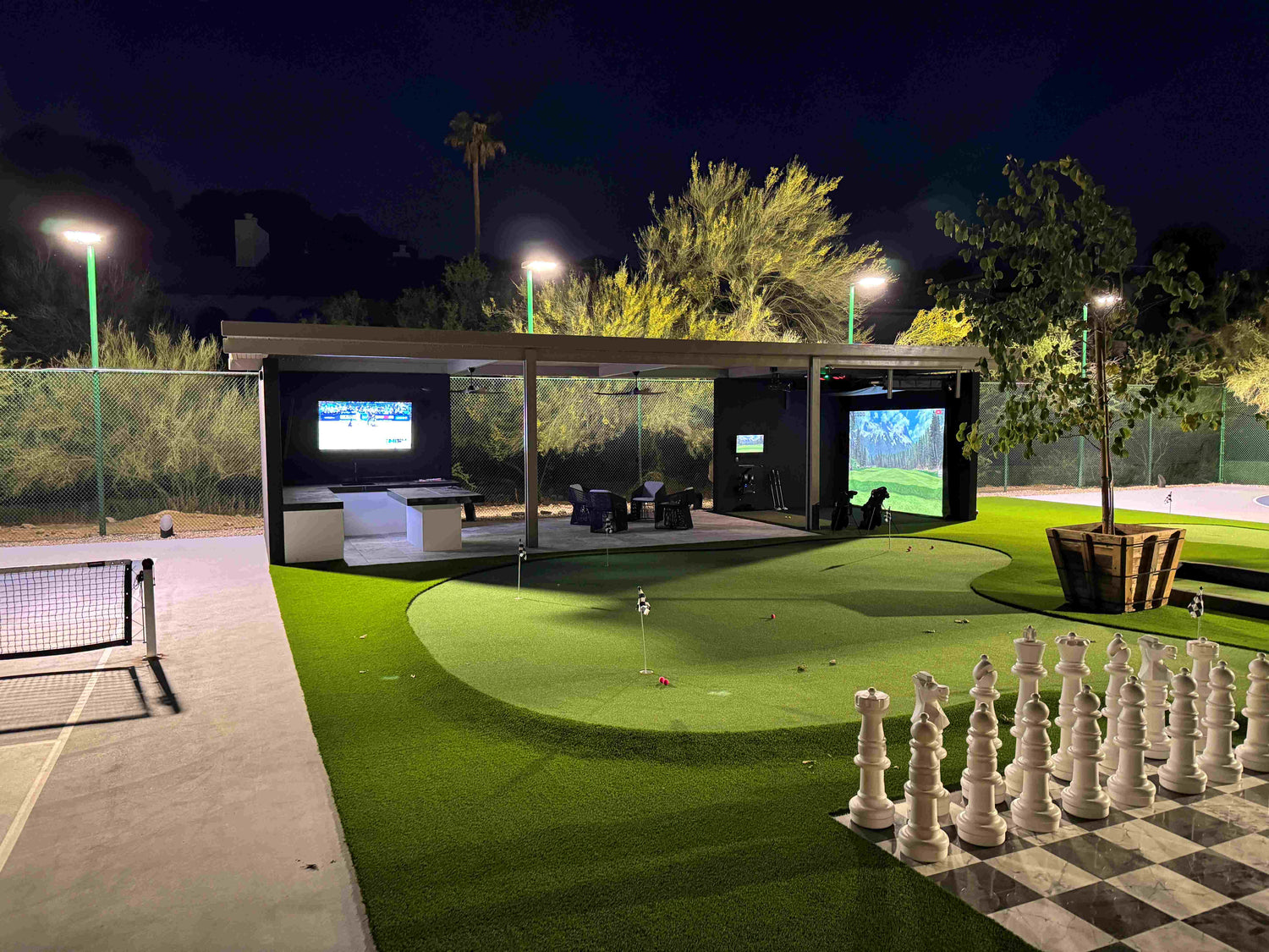 drone view of a golf simulator install