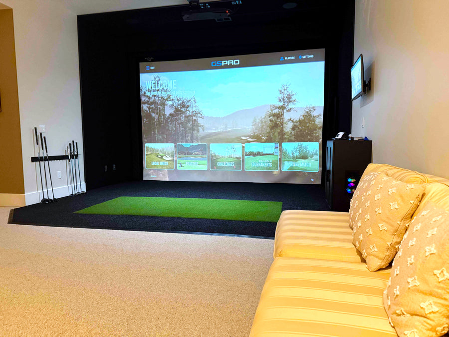 Uneekor EYE XO in a home golf simulator