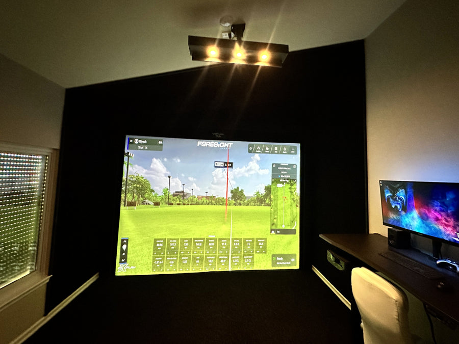 built in golf simulator room
