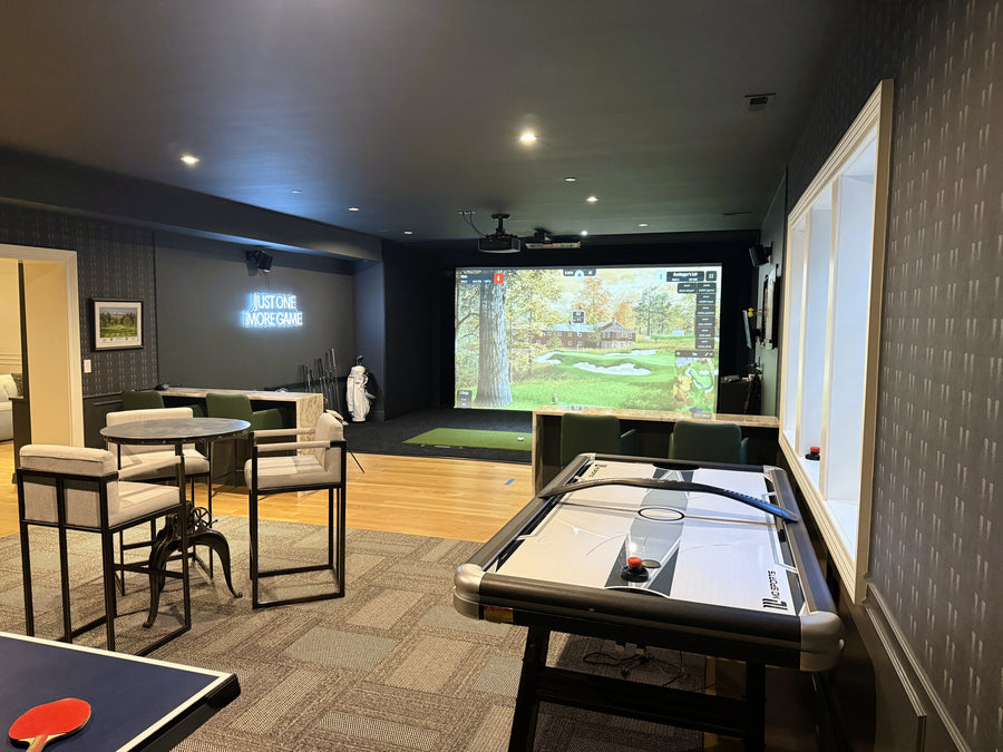 Golf simulator and game room combo.