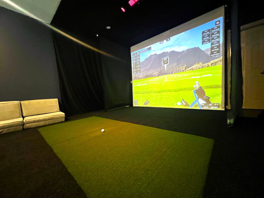 Retractable golf simulator by Virtual Tee Systems