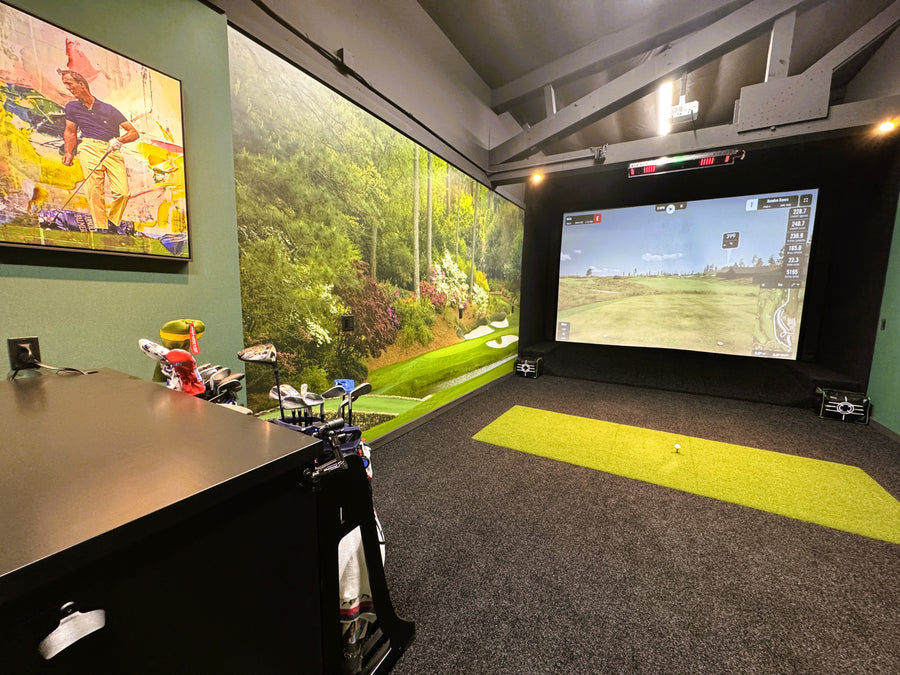 shed golf simulator installation
