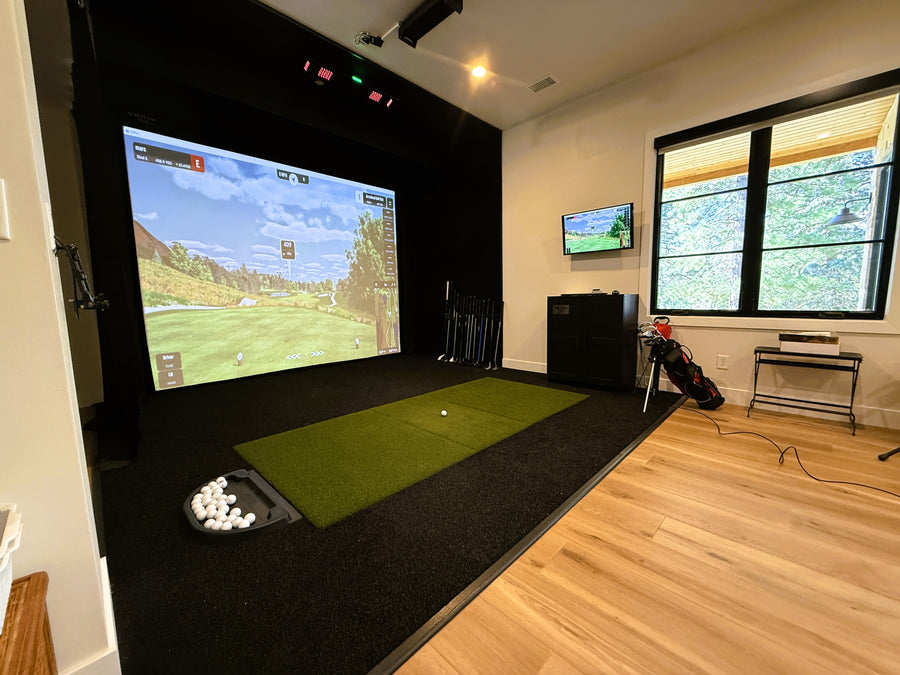 Basement golf simulator with high end materials