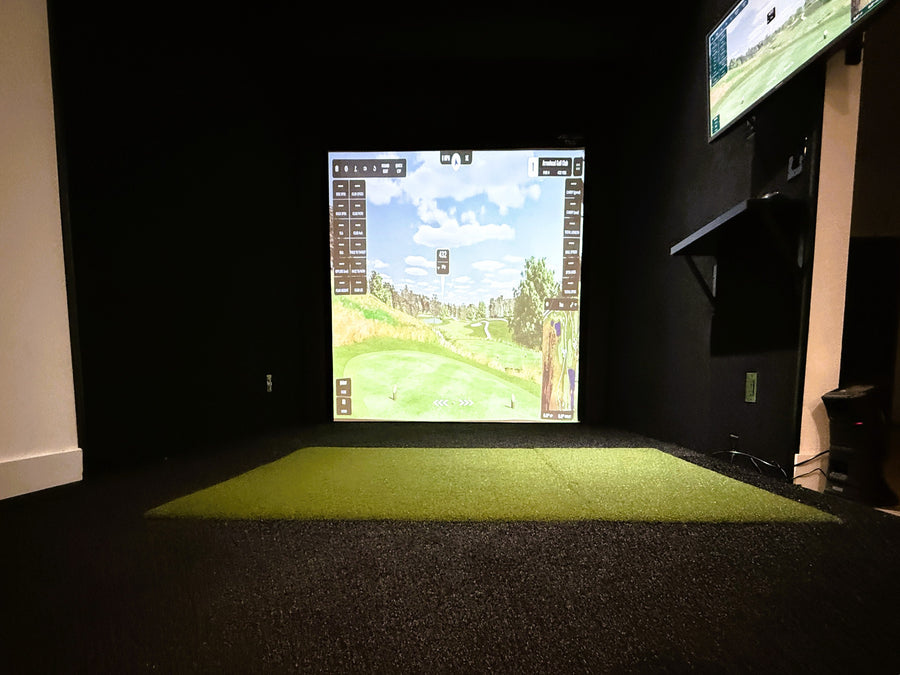 small space golf simulator designed perfectly to the room