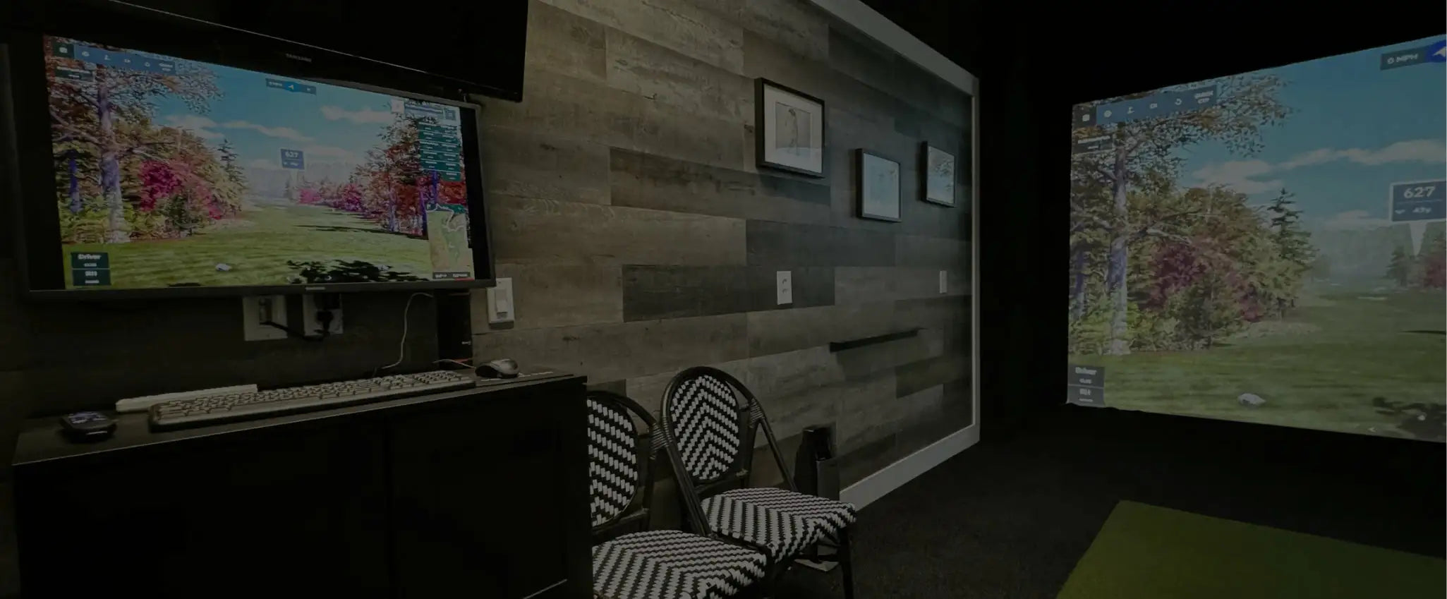 accent wall in a golf simulator