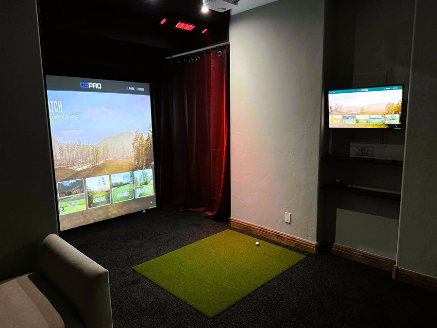 golf simulator installation in a basement