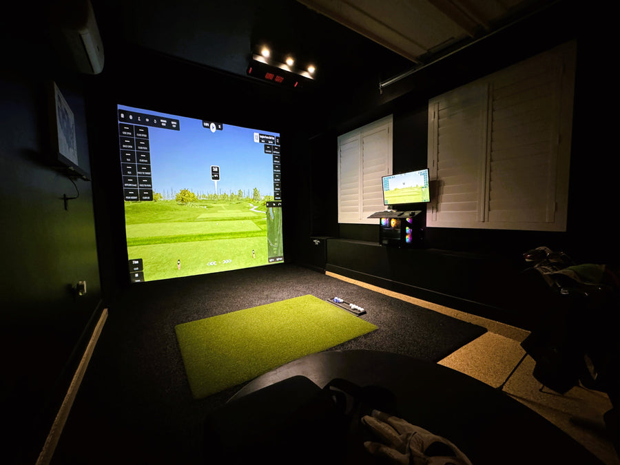 a custom golf simulator installation in a Queen Creek, AZ garage