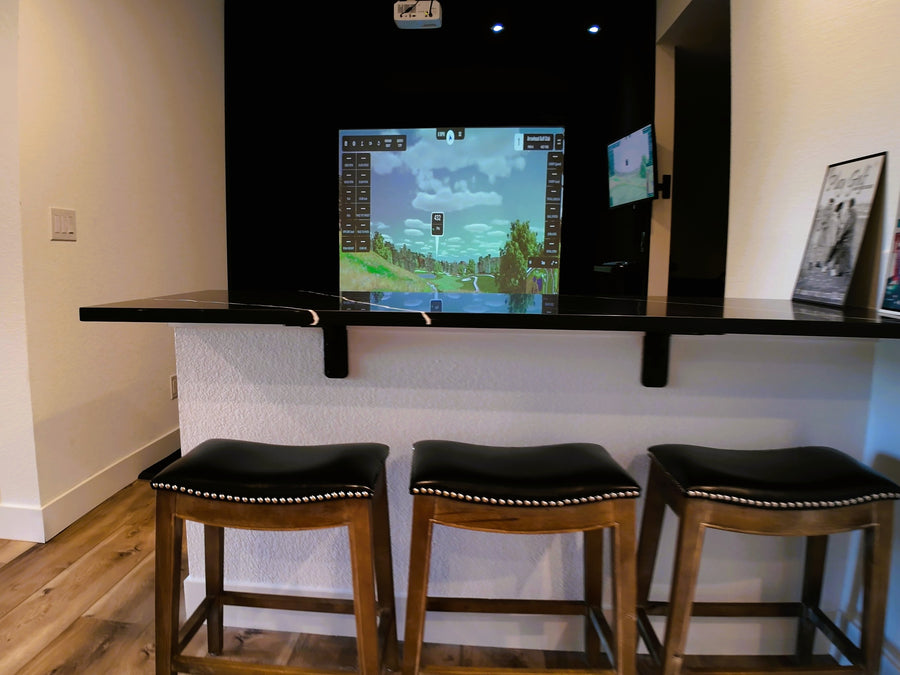 golf simulator in a Castle Rock basement